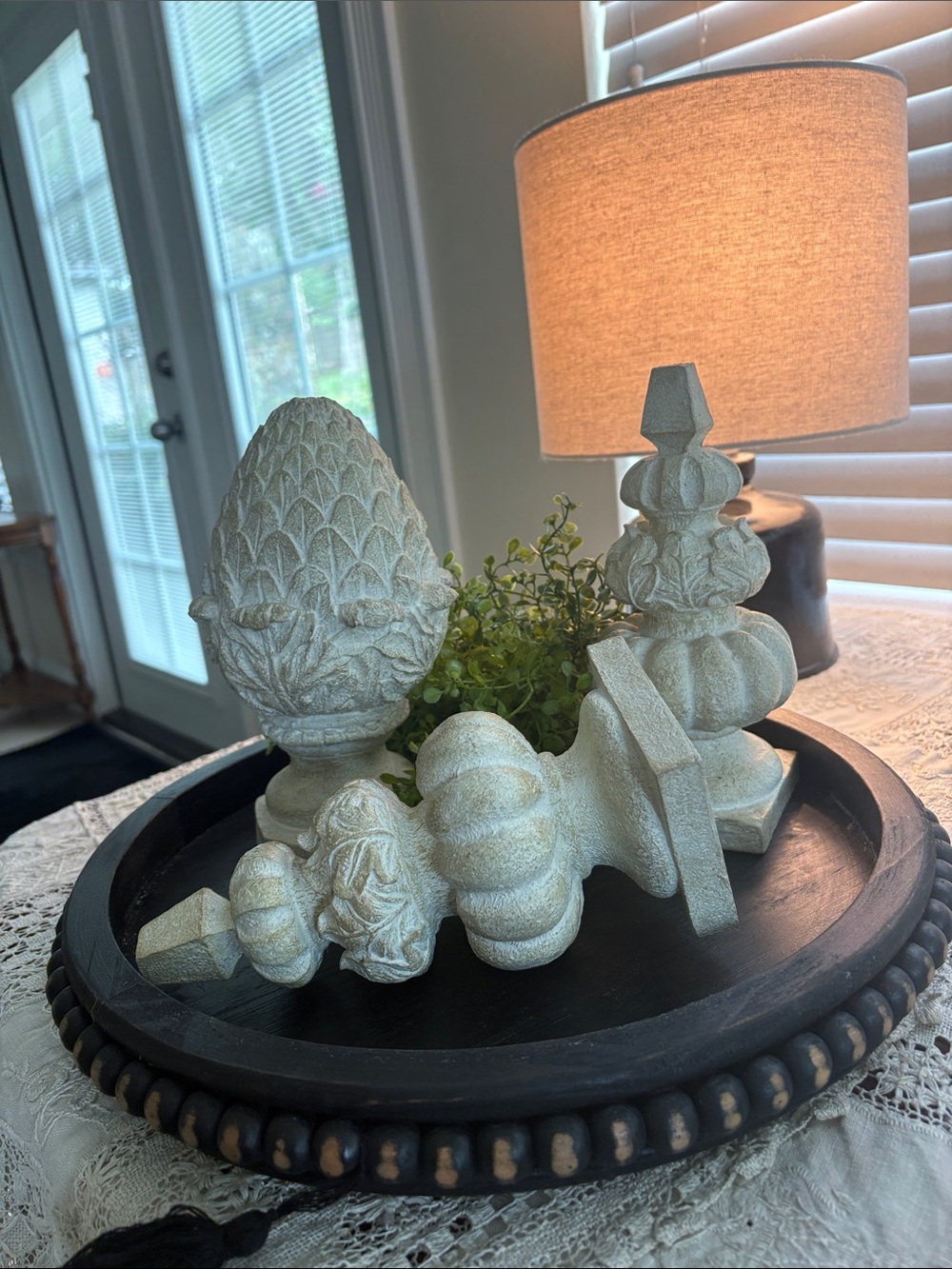 TRIO Resin Artichoke & Spires Finials French Country Farmhouse Cottagecore - Picture 2 of 16